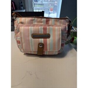 LILY BLOOM Crossbody Cristina Handbag Painted Stripe Eco-Friendly Pink Pockets